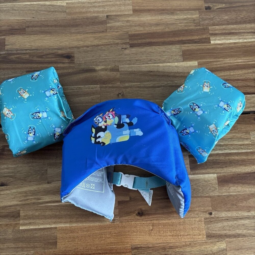 Bluey Cartoon SwimWays Child Life Jacket Swim Trainer Vest 33-55lb Pool Summer‎